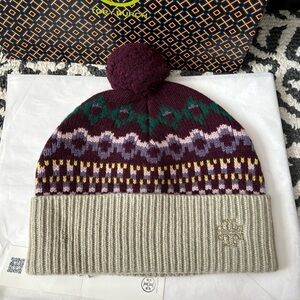 Tory Burch Fair Isle Hat Winter Fairisle Misted Lichen